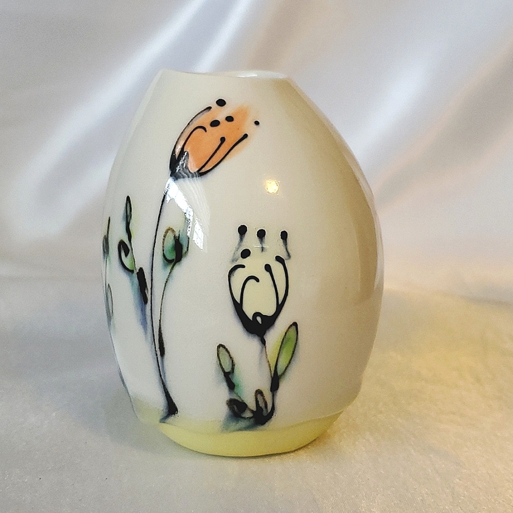 Yellow Floral Pebble Vase by Rachel de Conde